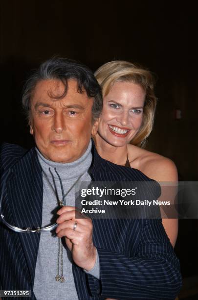 Robert Evans and wife Leslie-Ann Woodward are on hand at the AOL Time Warner Screening Room at Rockefeller Plaza for a special HBO presentation of...