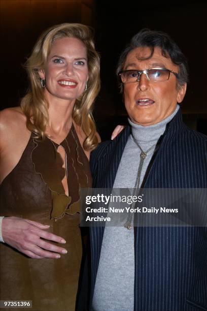 Robert Evans and wife Leslie-Ann Woodward are on hand at the AOL Time Warner Screening Room at Rockefeller Plaza for a special HBO presentation of...