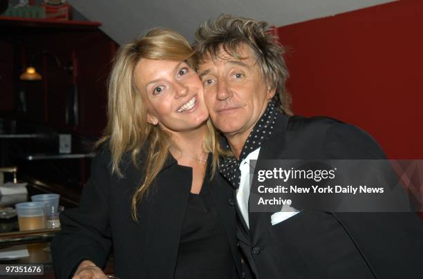 Rod Stewart and girlfriend Penny Lancaster are on hand at the Richard Rodgers Theatre for the opening of the Broadway musical "Movin' Out."