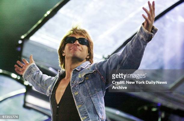 Rocker Jon Bon Jovi performs at Giants Stadium during his band's One Wild Night tour.