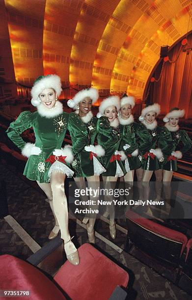 Rockettes try out their costumes - and a few steps - as they get ready for the annual Christmas show at Radio City Music Hall.