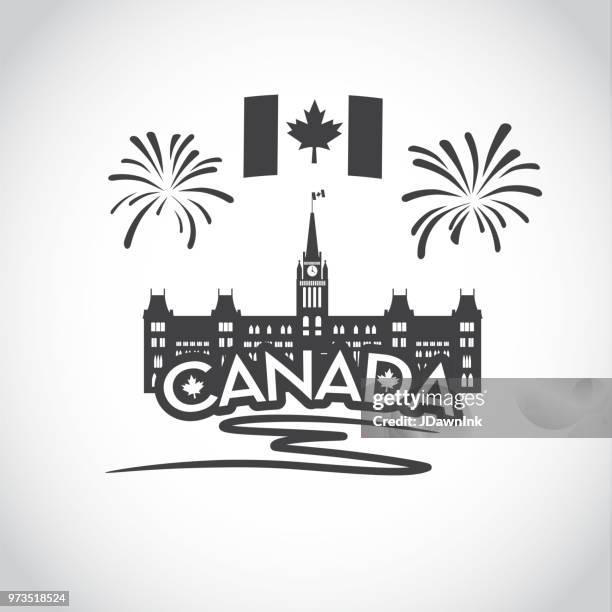 canada day celebration emblem design template - red lighthouse stock illustrations