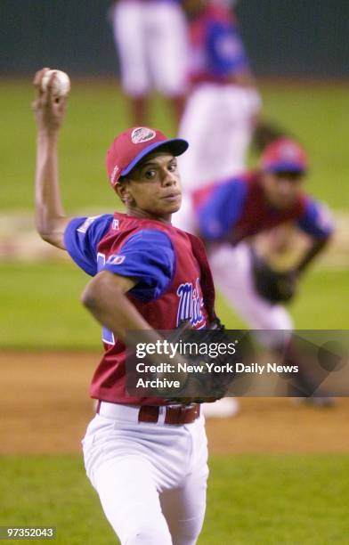 Rolando Paulino All-Stars' Danny Almonte pitches against Oceanside, Calif. During the semifinals of the Little League World Series. Almonte hurled a...