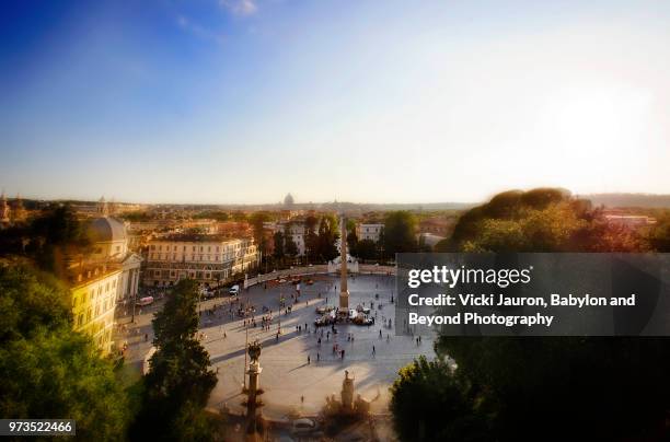 piazza del popolo from the pincio at villa borghese, rome, italy - bokeh museum stock pictures, royalty-free photos & images