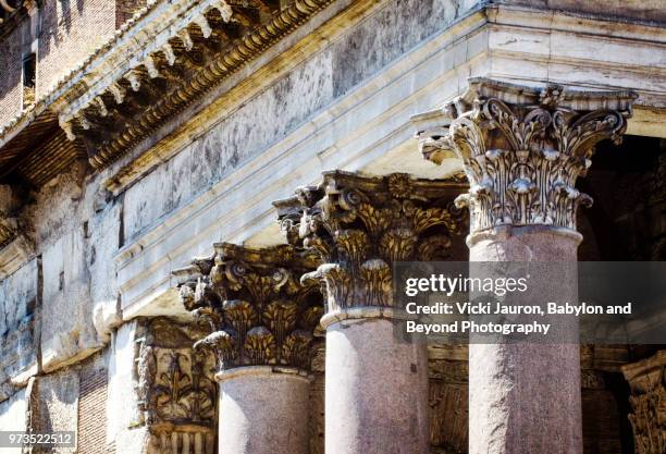 column detail of the pantheon in rome, italy - corinthian column stock pictures, royalty-free photos & images