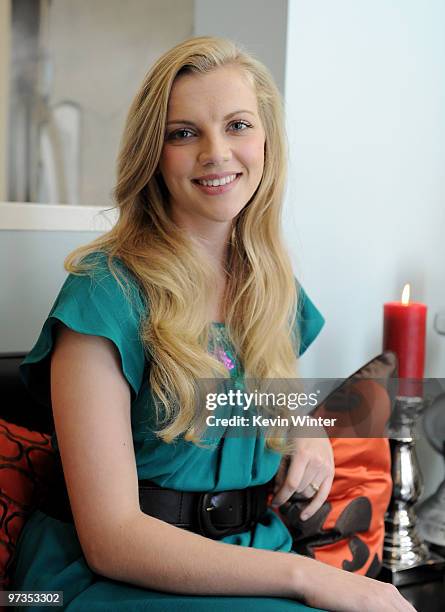 Actress Kara Killmer poses at the "If I Can Dream" house tour and cast meet and greet at a private home in the Hollywood Hills on March 1, 2010 in...
