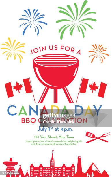 canada day barbecue party celebration design template - canada day party stock illustrations