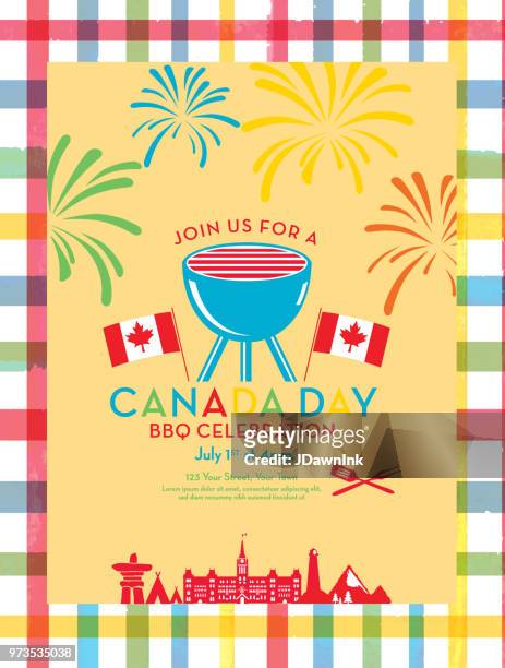 canada day barbecue party celebration design template - canada day party stock illustrations