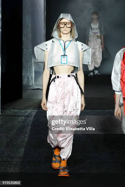 Model walks the runway at the MCM Fashion Show Spring/Summer 2019 during the 94th Pitti Immagine Uomo on June 13, 2018 in Florence, Italy.