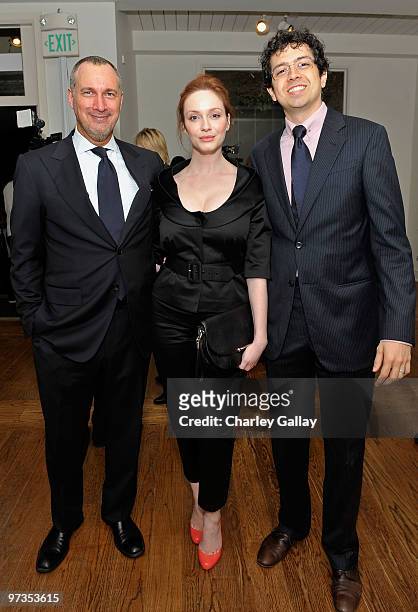 Publisher of Vanity Fair Edward Menicheschi, actress Christina Hendricks and Geoffrey Arend attend the Kimberly Brooks' "The Stylist Project"...