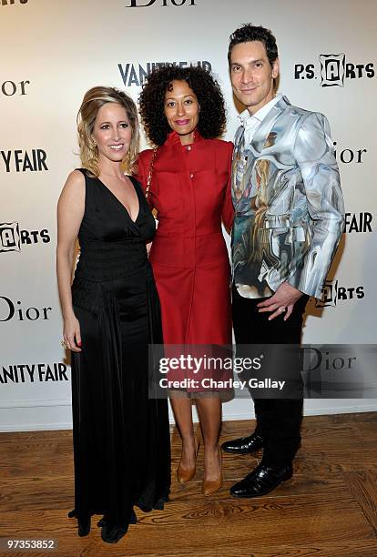 Artist Kimberly Brooks, actress Tracee Ellis Ross and Cameron Silver attend the Kimberly Brooks' "The Stylist Project" exhibition hosted by Vanity...