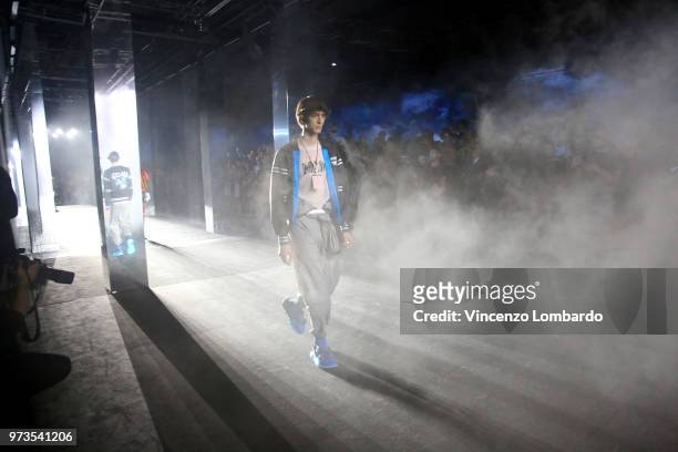 Model walks the runway at the MCM Fashion Show Spring/Summer 2019 during the 94th Pitti Immagine Uomo on June 13, 2018 in Florence, Italy.
