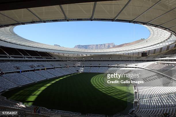 General view of the Greenpoint stadium in Cape Town, ahead of the FIFA 2010 World Cup, March 01, 2010 in Cape Town.
