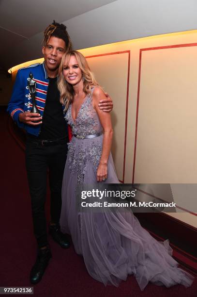 Tokio Myers and Amanda Holden backstage at the 2018 Classic BRIT Awards held at Royal Albert Hall on June 13, 2018 in London, England.