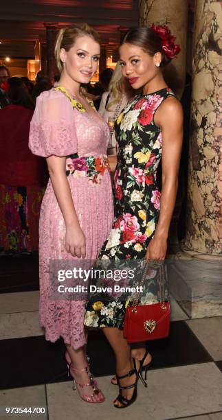 Kitty Spencer and Emma Weymouth attend a private view of "Frida Kahlo: Making Her Self Up" at The V&A on June 13, 2018 in London, England.