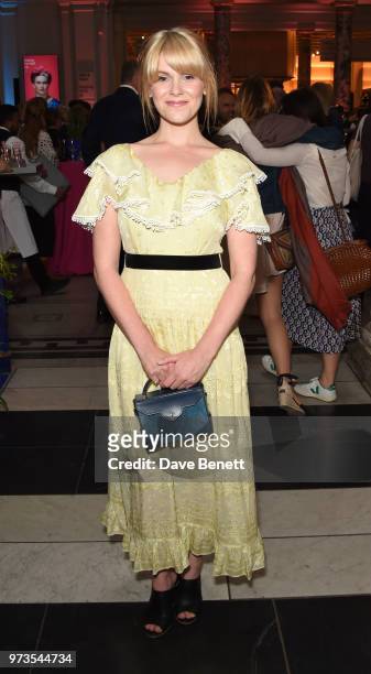 Hanna Arterton attends a private view of "Frida Kahlo: Making Her Self Up" at The V&A on June 13, 2018 in London, England.