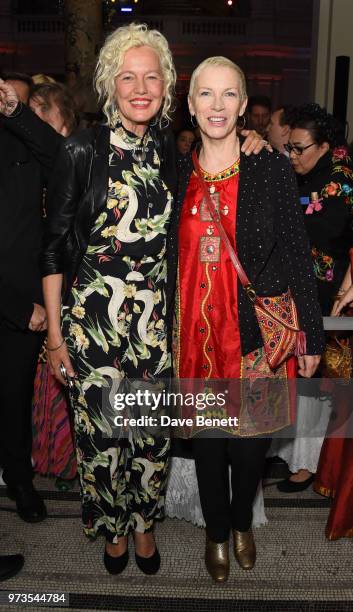 Ellen von Unwerth and Annie Lennox attend a private view of "Frida Kahlo: Making Her Self Up" at The V&A on June 13, 2018 in London, England.