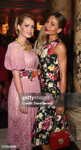 Kitty Spencer and Emma Weymouth attend a private view of "Frida Kahlo: Making Her Self Up" at The V&A on June 13, 2018 in London, England.