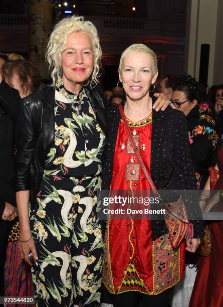 Ellen von Unwerth and Annie Lennox attend a private view of "Frida Kahlo: Making Her Self Up" at The V&A on June 13, 2018 in London, England.