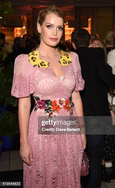 Kitty Spencer attends a private view of "Frida Kahlo: Making Her Self Up" at The V&A on June 13, 2018 in London, England.