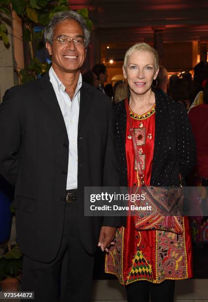 Mitchell Besser and Annie Lennox attend a private view of "Frida Kahlo: Making Her Self Up" at The V&A on June 13, 2018 in London, England.