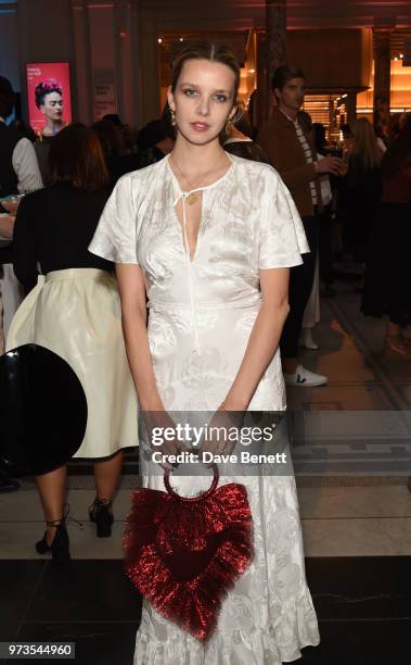 Greta Bellamacina attends a private view of "Frida Kahlo: Making Her Self Up" at The V&A on June 13, 2018 in London, England.