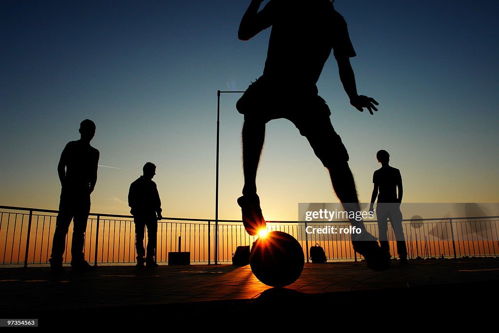 Sunset with football