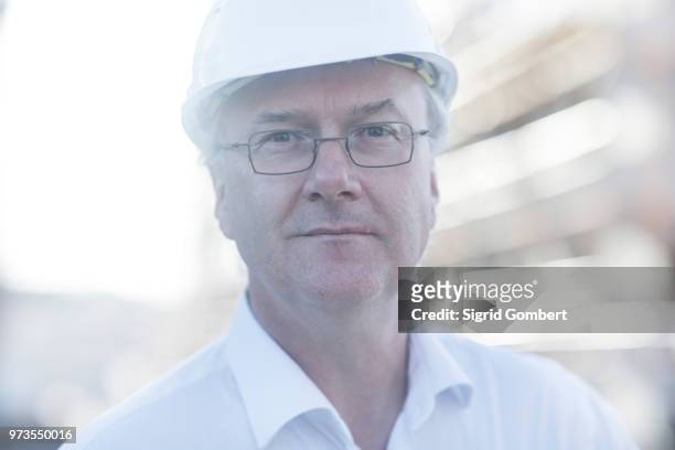 portrait of construction worker - sigrid gombert stock-fotos und bilder