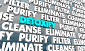 Detoxify Purify Cleanse Wall of Words 3d Render Illustration