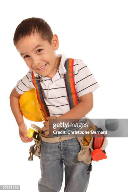 little handyman - boy in hard hat stock pictures, royalty-free photos & images