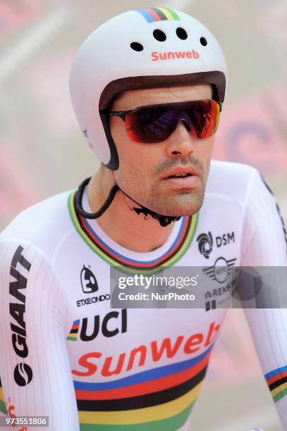 Tom Dumoulin Dutch cyclist of Team Sunweb during the start of the individual time trial 16th stage Trento-Rovereto of 34.2 km. Valid for the 101^...