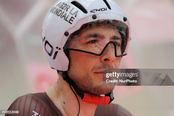 Matteo Montaguti Italian cyclist of team AG2R La Mondiale during the start of the individual time trial 16th stage Trento-Rovereto of 34.2 km. Valid...