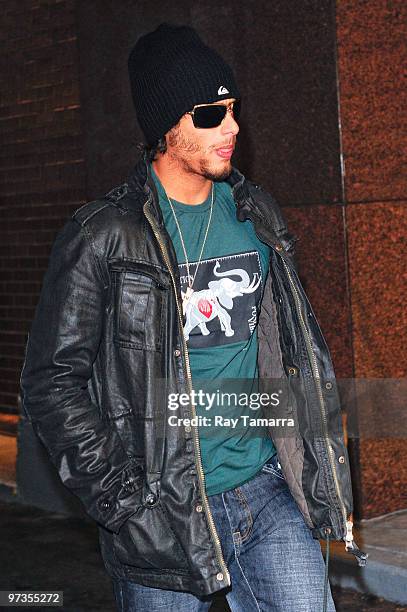 Model Jesus Luz walks in the Upper West Side on March 01, 2010 in New York City.