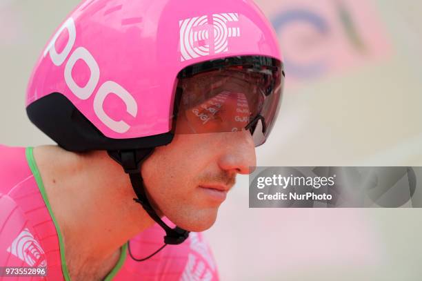 Michael Woods Canadian cyclist of Team EF Education First Drapac P-B Cannondale during the start the individual time trial 16th stage Trento-Rovereto...