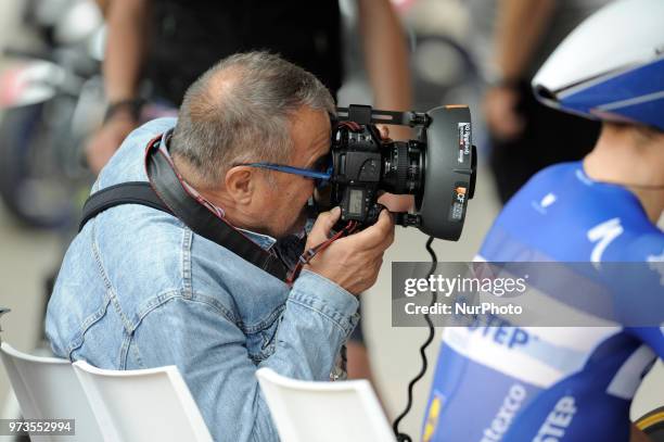 Oliviero Toscani Italian photographer In the starting area of the individual time trial 16th stage Trento-Rovereto of 34.2 km. Valid for the 101^...