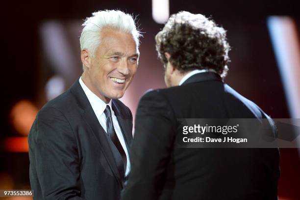 Martin Kemp and Michael Ball on stage during the 2018 Classic BRIT Awards held at Royal Albert Hall on June 13, 2018 in London, England.