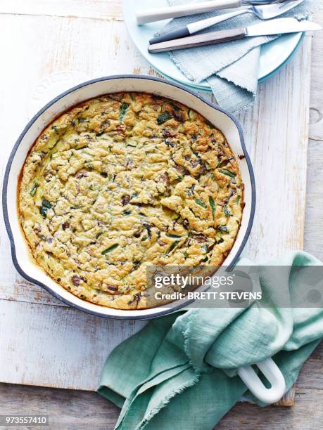 vegetable ricotta frittata - frittata stock pictures, royalty-free photos & images