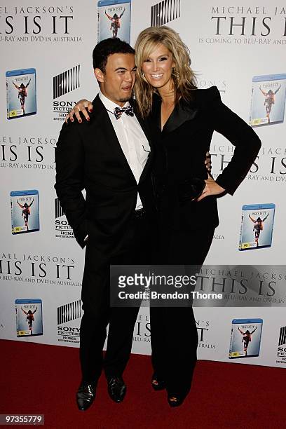 Delta Goodrem and Guy Sebastian arrive at the VIP Tribute show to mark the DVD release of the Michael Jackson documentary "This Is It" at City...