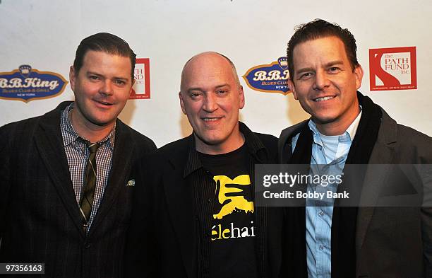 Clarke Thorell, Donnie Kehr and Christian Hoff attend the Rockers On Broadway Rocks To Rebuild at B.B. Kings on March 1, 2010 in New York City.