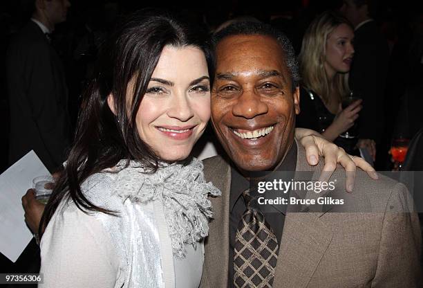 Julianna Marguiles and Joe Morton attend The MCC Theater Company Gala: Miscast 2010 honoring Julianna Marguiles at the Hammerstein Ballroom on March...