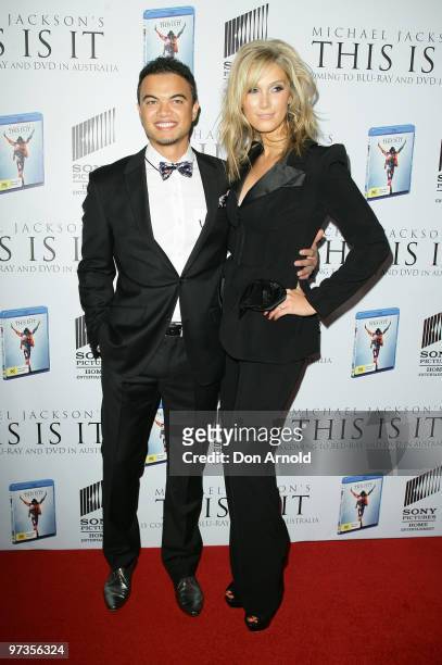 Guy Sebastian and Delta Goodrem arrive at the VIP Tribute show to mark the DVD release of the Michael Jackson documentary "This Is It" at City...