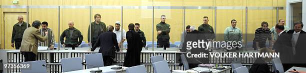 Picture taken on February 2, 2010 shows German defendant of Turkish origin Atilla Selek , German defendant Daniel Schneider , German defendant Adem...