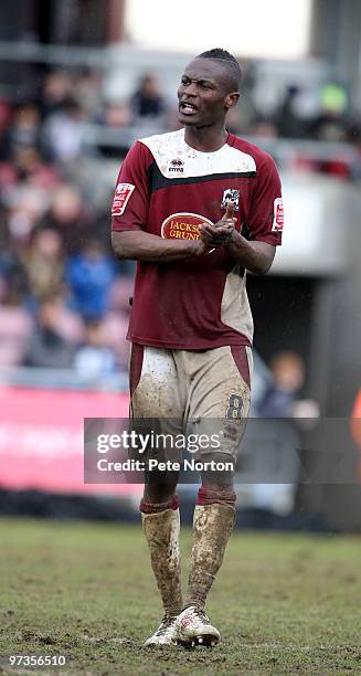 Abdul Osman of Northampton Town in action during the Coca Cola League Two Match between Northampton Town and Cheltenham Town at Sixfields Stadium on...