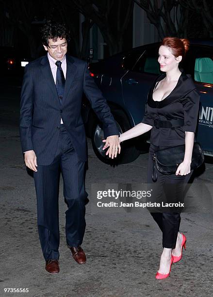 Geoffrey Arend and Christina Hendricks are seen in West Hollywood on March 1, 2010 in Los Angeles, California.