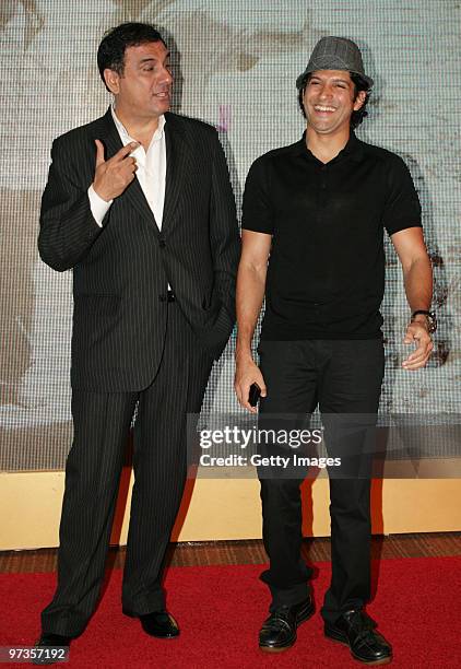 Bollywood actors Boman Irani and Farhan Akhtar attend a party hosted by Indian businessman Anil Ambani and his actress wife Tina, February 28, 2010...