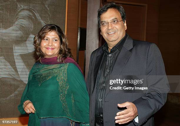 Bollywood filmmaker Subhash Ghai and his wife Rehana attend a party hosted by Indian businessman Anil Ambani and his actress wife Tina, February 28,...