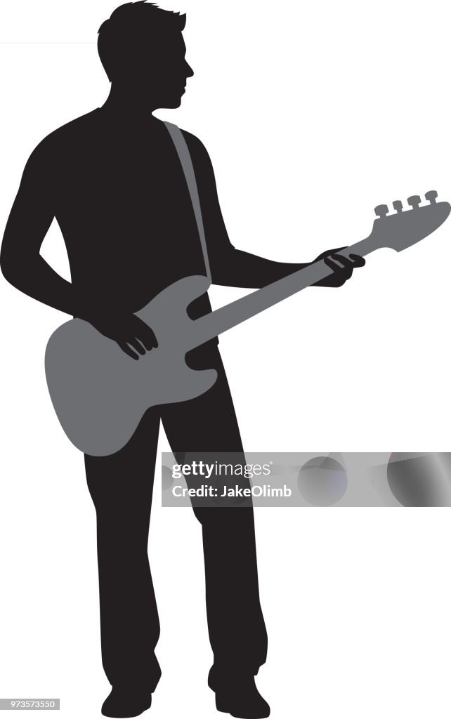 Man Playing Bass Guitar Silhouette