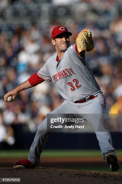 Matt Harvey of the Cincinnati Reds pitches during the game against the San Diego Padres on June 2, 2018 at PETCO Park in San Diego, California.