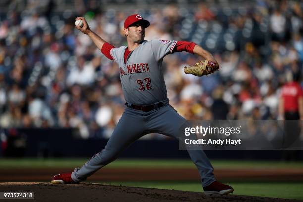 Matt Harvey of the Cincinnati Reds pitches during the game against the San Diego Padres on June 2, 2018 at PETCO Park in San Diego, California.