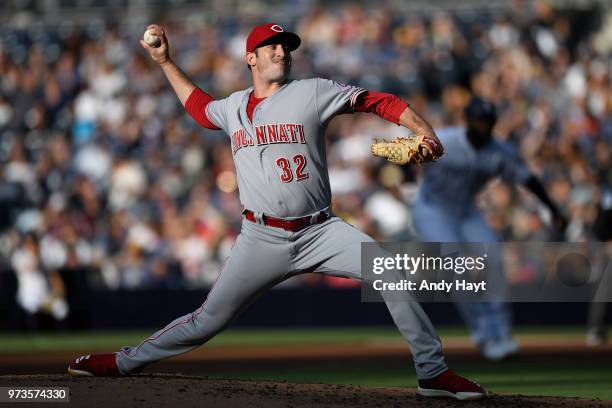 Matt Harvey of the Cincinnati Reds pitches during the game against the San Diego Padres on June 2, 2018 at PETCO Park in San Diego, California.